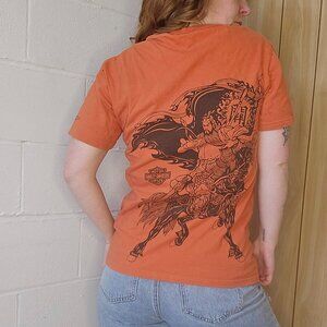 Harley Davidson-Taipei Southeast Asia Samurai Shield & Bar Logo Orange Tshirt